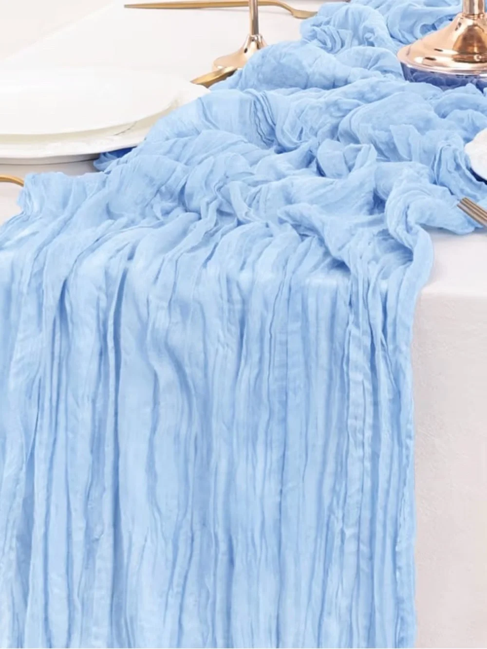 NEW-Set of 2 -10 Foot BabyBlue Cheesecloth Table Runner Table Runner Boho Gauze